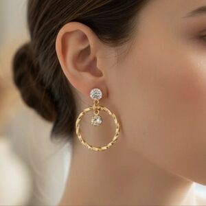 Elegant Gold and Silver Crystal Earring, Fashion Jewelry